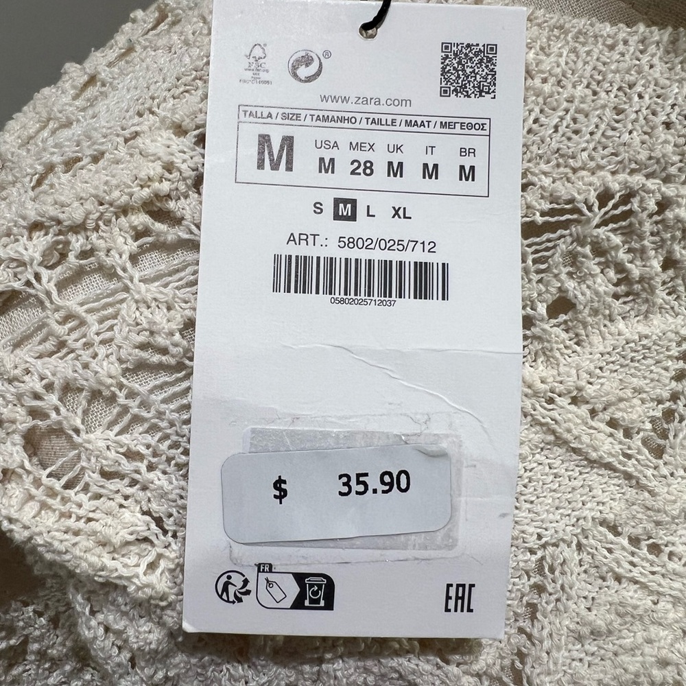 Zara knitted top. Brand new with tags. Size Medium - Picture 6 of 6